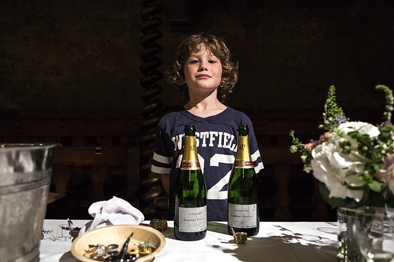 champagne waiter waiting to serve